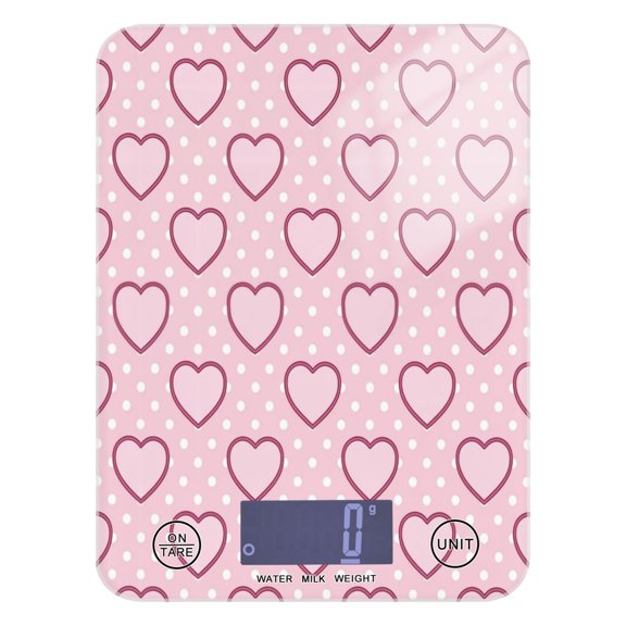 Kitchen Scale Digital Food Scale 5000g Max Capacity Battery Operated (Batteries Not Included) Light Pink Hearts Pattern