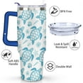 thumbnail image 3 of 40oz Cute Ocean Life Turtle Stainless Steel Flip Straw Tumbler Spill Proof Travel Cup Double Wall Vacuum Insulated Coffee Mug with Top Handle, 3 of 6