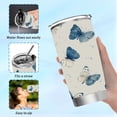 thumbnail image 6 of 20oz Stainless Steel Tumbler with Straw, Double Wall Insulated Travel Tumbler Blue Watercolor Butterflies, 6 of 7