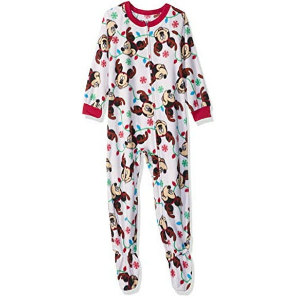 Boys' Toddler Mickey Mouse Holiday Fleece Footed Blanket Sleeper, Light Bright, 3T