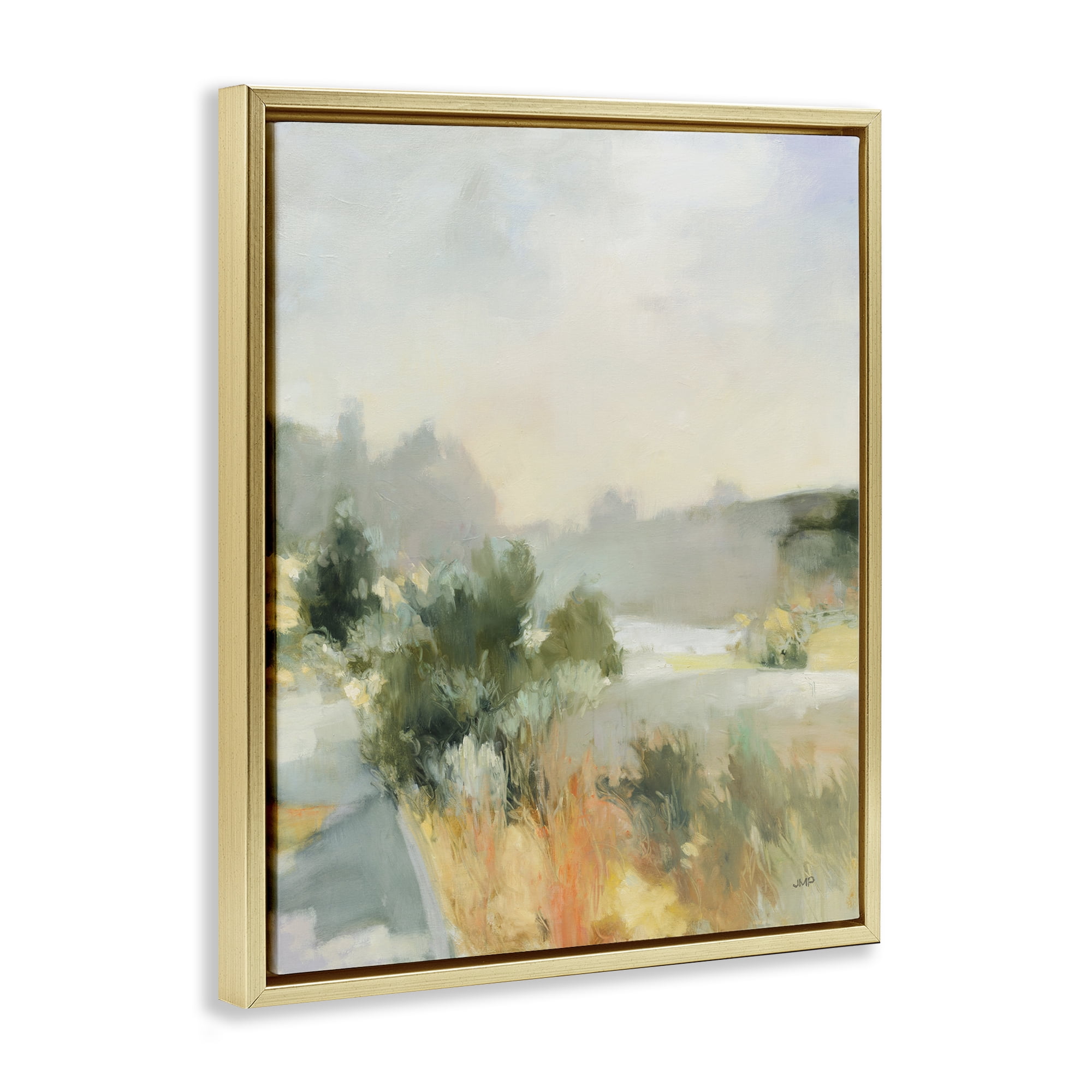 Stupell Industries Along The Path Landscape Landscape & Nature Painting Gold Floater Framed Canvas Art Print Wall Art, 25 x 31