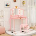 thumbnail image 2 of Costway Kids Vanity Set Princess Vanity Table & Chair Set with Lighted Mirror Pink, 2 of 10
