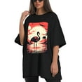thumbnail image 4 of Plus Size Shirt for Women Black Tops for Women Oversized Short Sleeves Shirt for Women Flamingo3 T Shirt Crewneck Shirt for Women 3XL, 4 of 5