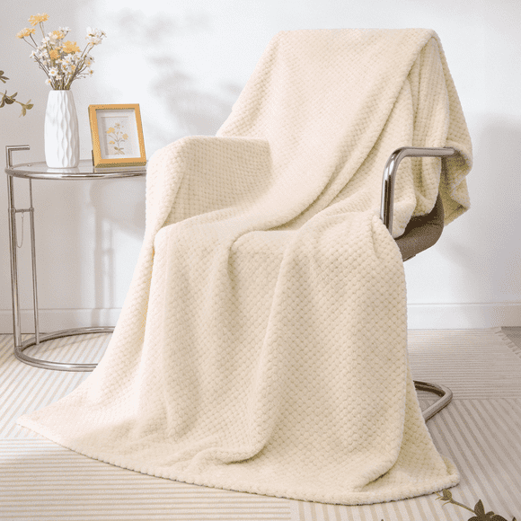 Cobija, Mantas Decorativas Tamaño Individual con Diseño de Ondas de Waffle, Cobija de Cama Súper Suave y Esponjosa 260GSM, Lujosa, Ligera y Transpirable para Sofá, Silla, Ideal para Regalo, Viaje, Be