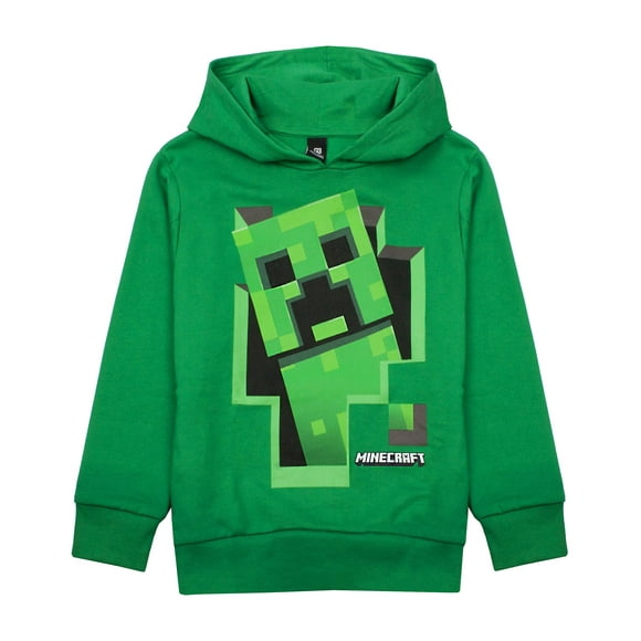 Minecraft Hoodie For Boys | Kids Creeper Green Hooded Jumper Sweater | Gamer Gift Merchandsie