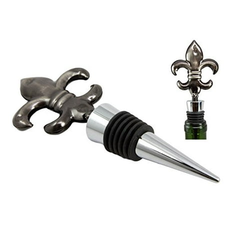 Metal Wind Art Spinners Atlantic Collectibles Fleur De Lis Royal Emblem Kitchen Wine Bottle Topper Stopper Metal Rubber Cork Hosting Accessory ()