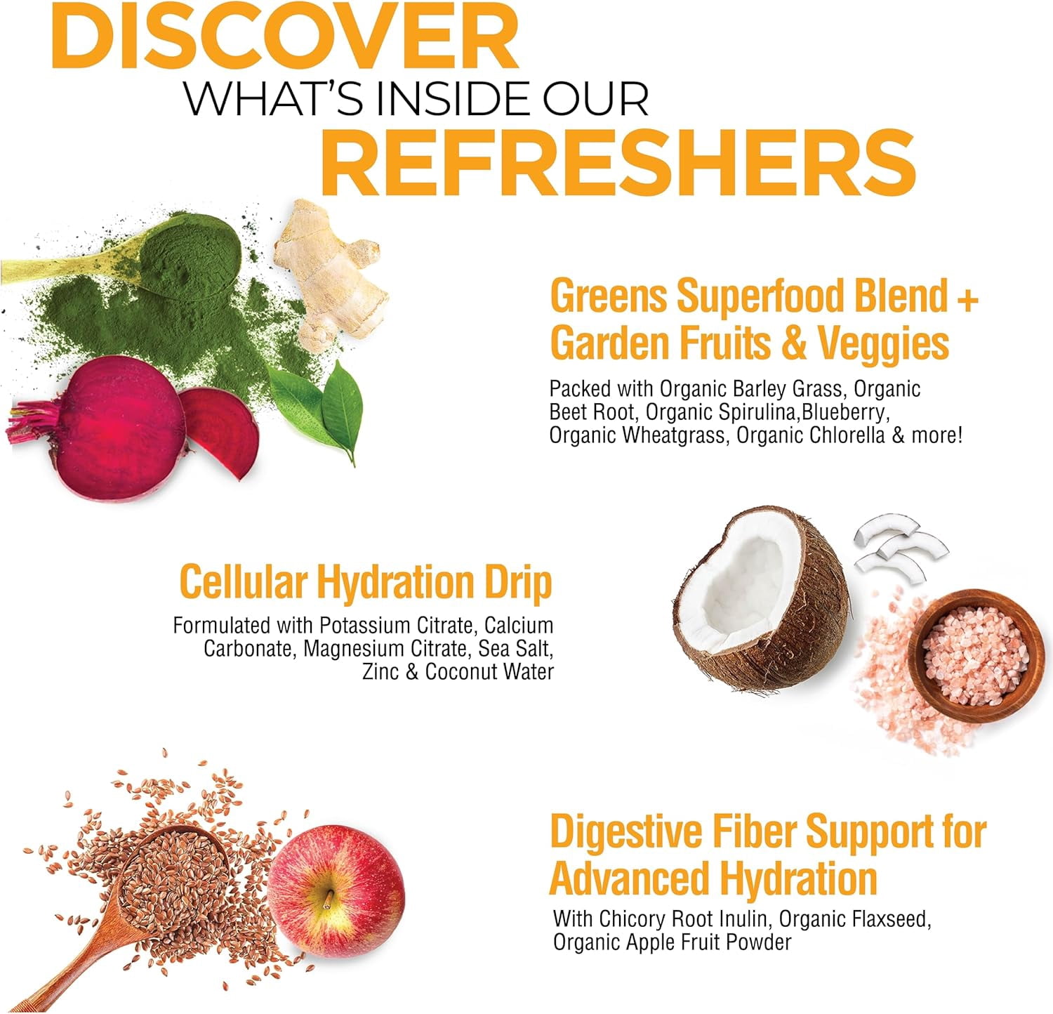 Country Farms Refreshers, Hydration Booster, Electrolytes, Super Greens, Superfoods, Energizing, Digestion, Minerals, Pina Colada flavor, 6.98 oz, 30 Servings