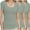 Sage green, variant on 3-pack Black&Sage green&White Women's Summer Scoop Neck Short Sleeve T-Shirts Ribbed Knit Slim Fitted Casual Basic Top