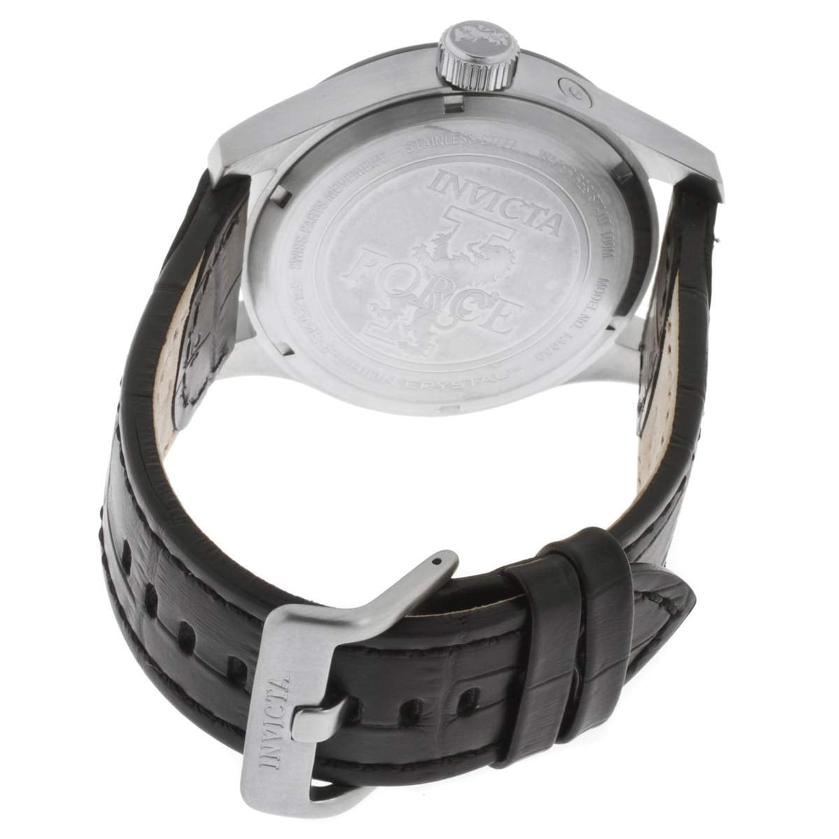 Invicta Men's 13008 I-Force Silver Dial Black Leather Strap Watch