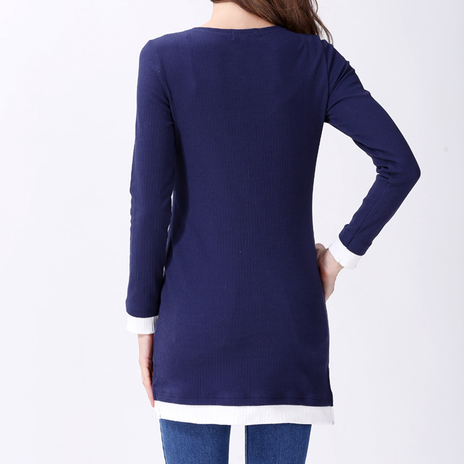 Dxzfnsa Womens Maternity Clothes Long Sleeve Maternity Tops Women Fashion Solid Color Long Sleeve Breastfeeding Blouses Round Neck Pregnancy Clothes