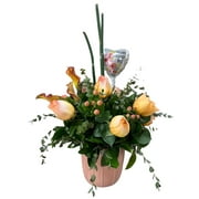 Classic Forever Arrangement with Vase, Mother's Days Fresh Roses and Mini Calla Lilies, Colors Vary