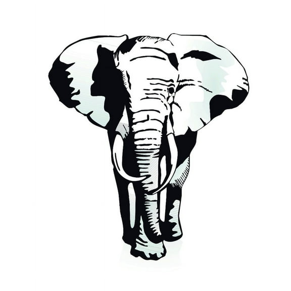 Custom Wall Decal Sticker : Huge Elephant Animal School Preschool Daycare Mural 12x18"