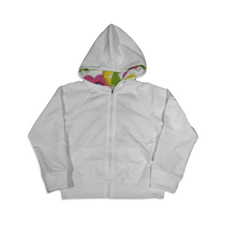 Bee Posh Girls and Ladies / Womens Whimsical Fleece Zip -up Jacket, 25544 White Daisy Dog /