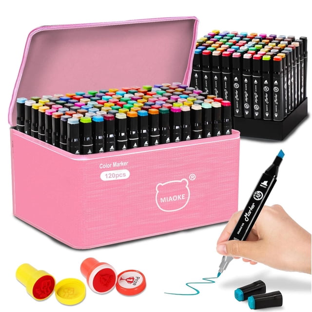 Plumones Doble Punta MIAOKE rosa 120 Colores Acuarelables para Caligrafía y Diseño de Letras