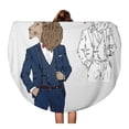 thumbnail image 1 of SIDONKU 60 inch Round Beach Towel Blanket Anthropomorphism Lion Dressed Up in Classy Anthropomorphic Attractive Travel Circle Circular Towels Mat Tapestry Beach Throw, 1 of 2