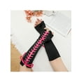 thumbnail image 6 of INSPIRE CHIC Women's Satin Lace Up Fingerless Gloves Solid Color Punk Arm Warmers One Size Black and Pink Ribbon, 6 of 6