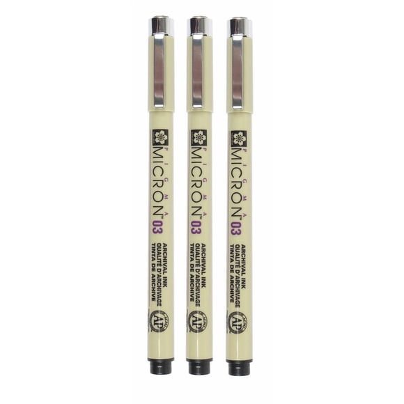 Fineliners Pigma Sakura Micron 0.3 mm Negro Paquete de 3