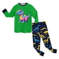 thumbnail image 5 of Girls and Boys Pajama Set Long Sleeve Kids Casual Cute Pattern Sets Kids Sleepwear 6-12 Months 12-24 Months 2T 3T 4T 5T 6T 7T Children Green,5-6 Years, 5 of 5