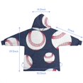 thumbnail image 7 of Navy Blue Baseballs Pattern Blanket Hoodies for Kids 6-13YR Oversize Wearable Blanket Hoodies for Boys Girls Teens, 7 of 7