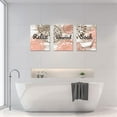 thumbnail image 4 of 3 Pieces Bathroom Canvas Wall Art Relax Unwind Soak Prints on Rustic Backdrop Painting Pink Dahlia Flower Painting on Wood Board Artwork for Bathroom Wall Decor 12x16inchx3pcs (Red), 4 of 5