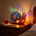 thumbnail image 4 of Lilixerw Snail Stained Glass Lamp,Cute Animal Art Statue Night Light,3D Snail Table Lamp,Retro Stained Resin Tabletop LED Night Light,Fun Gift for Family, 4 of 6