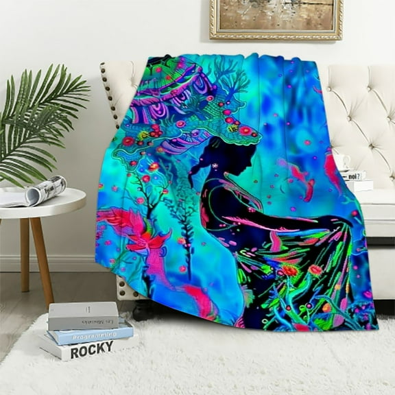 BCIIG Alex Grey Psychedelic Art Warm Lightweight Blanket Soft Fleece Blankets Throw Blanket for Living Rooms Sofa Decor Cow Gifts All Seasons Flannel Material Blanket 40x50in