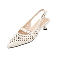 thumbnail image 2 of Hollow Out Cutout Slingback Kitten Heels Formal Evening Dinner, Pointed Toe Buckle Strap Pumps Daily Office Commuting, Comfortable Elegant Dress Shoes Weekend Party Gathering, Beige 6, 2 of 6