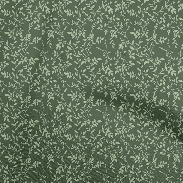oneOone Cotton Poplin Green Fabric Leaves Craft Projects Decor Fabric Printed By The Yard 56 Inch Wide
