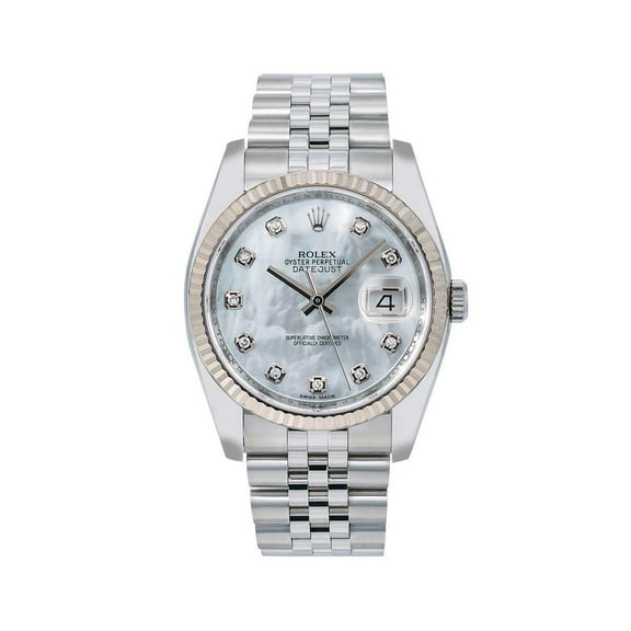 Pre-Owned Rolex Datejust 116234 36MM White Diamond Dial With Stainless Steel Jubilee Bracelet