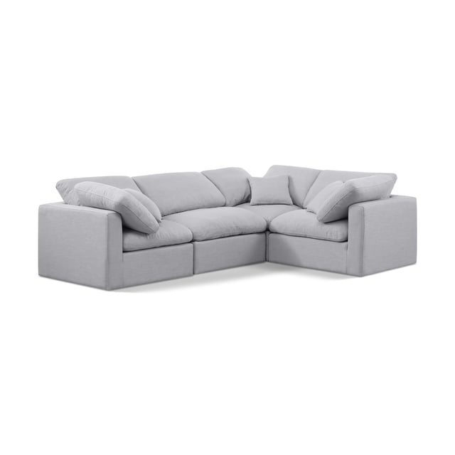 Meridian Furniture Indulge 123.5" Fabric L-Shaped Modular Sectional in Gray