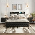 thumbnail image 6 of PU Faux Leather Bed Frame with Charging Station, Metal Platform Bed Frame with Storage Headboard, Under Bed Storage, No Box Spring Needed, Noise Free, Easy Assembly, 6 of 11