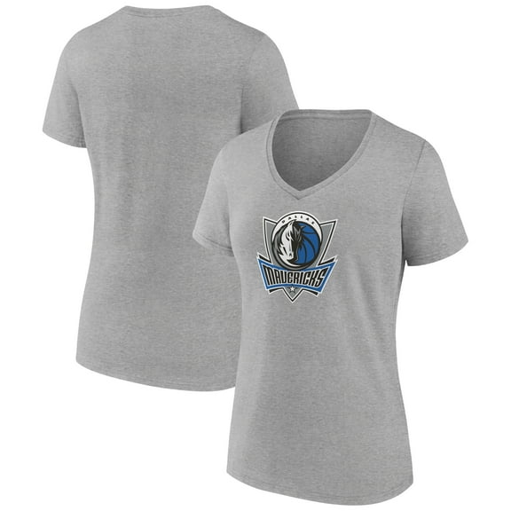 Women's Heather Gray Dallas Mavericks Alternate Logo V-Neck T-Shirt