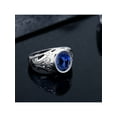 thumbnail image 3 of Gem Stone King 6.13 Ct Oval Blue Created Sapphire 925 Sterling Silver Men's Ring, 3 of 4