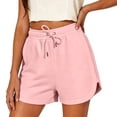 thumbnail image 3 of Womens Knee Length Shorts Linen New Women’s Sweat Athletic Shorts Drawstring Elastic Waist Shorts with Pockets Summer Breathable Gym Workout Bottoms Pinky M, 3 of 8