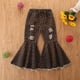 thumbnail image 2 of Pantalones Para Niños Primavera Otoño Niñas Casual All-Match Jeans Pantalones Acampanados Pantalones Marrón Odeerbi  LM103-10062, 2 of 9