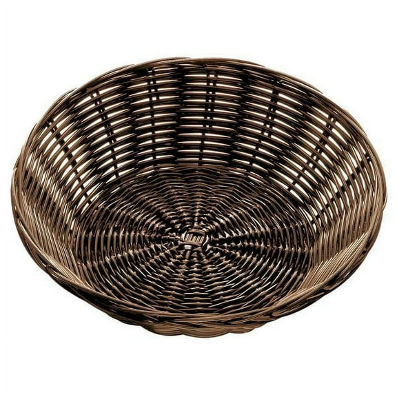 Tablecraft 1475 8 1/2" x 2 1/4" Round Brown Rattan Basket - 12/Pack