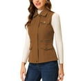thumbnail image 4 of INSPIRE CHIC Women's Zip Up Jacket Sleeveless Anorak Utility Vest Jacket with Pockets S Brown, 4 of 6