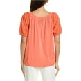 thumbnail image 2 of Jones New York Womens Eyelet Puff Sleeve Knit Blouse, Orange, X-Small, 2 of 2