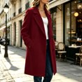 thumbnail image 5 of MaFYtyTPR Winter Coat for Women Solid Casual Thicken Wool Lapel Collar Inner Lining Pocket Breasted Outerwear Tops, 5 of 6