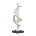 thumbnail image 6 of 10" x 28" White Polystone Abstract Sculpture with Black Base, by DecMode, 6 of 8