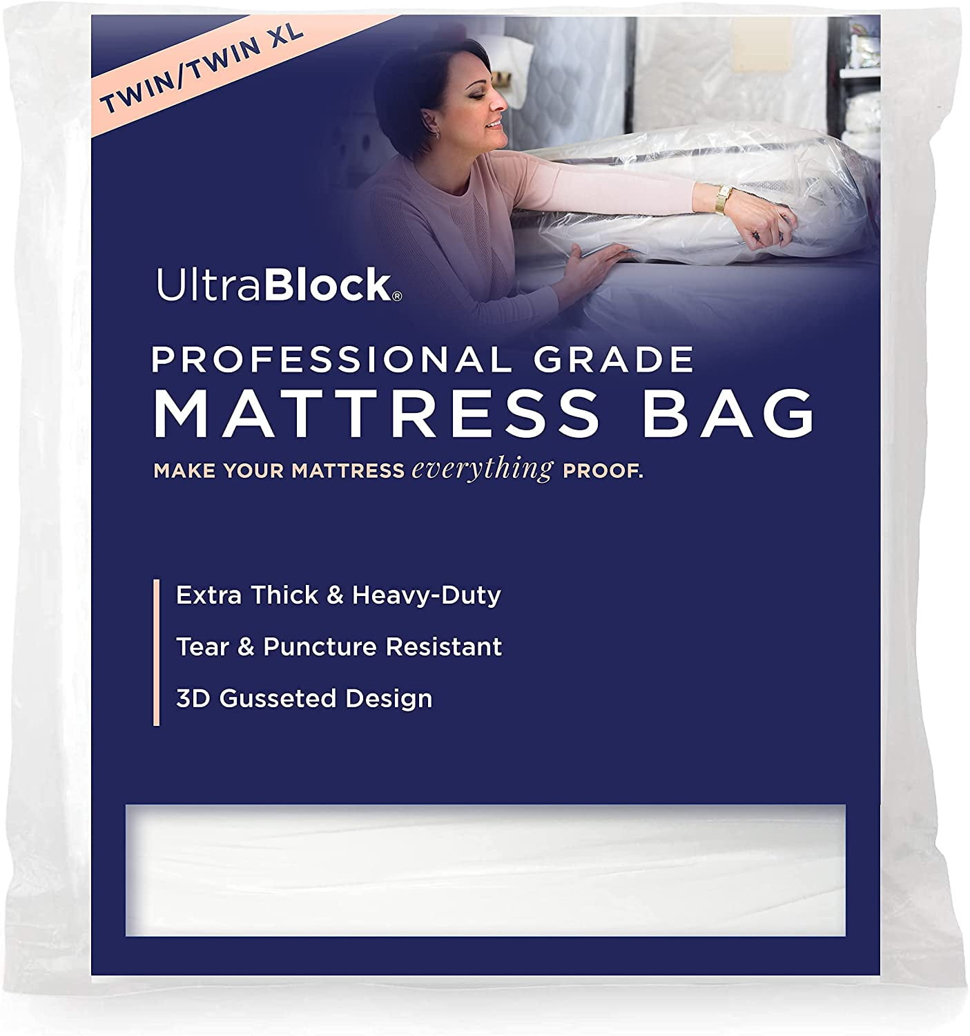 Extra Heavy Duty Mattress Bag Enhanced with Zipper 5 mil Extra Thick for Moving & Long-Term Storage Single/Twin/Twin Tear Resistant and Waterproof