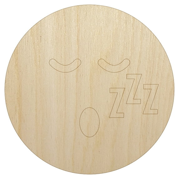 Sleeping Face Tired Emoticon Wood Shape Unfinished Piece Cutout Craft DIY Projects - 4.70 Inch Size - 1/8 Inch Thick