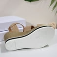 thumbnail image 6 of Womens Sandals Ladies Wide Fit Closed Toe Mid Heel Espadrille Wedge Sandals Strappy Party Shoes Wedding Ankle Strap Bridal Khaki 5.5, 6 of 7