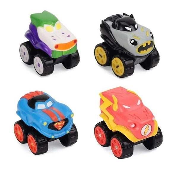 HeroDrive DC Super Friends Speed Squad Minis Cars 4-Pack Superman Batman Flash Joker Mighty Mojo