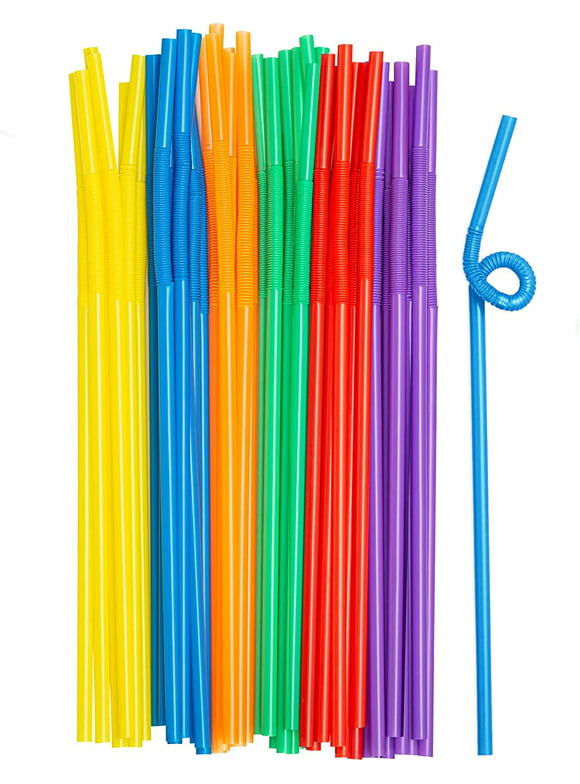 Comfy Package Disposable Flexible Straws Drinking Plastic Bendy Straws, 200-Pack