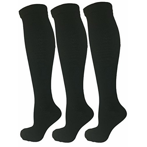 3 Pair Black Small/Medium Ladies Compression Socks, Moderate/Medium Compression 15-20 mmHg.Women's Shoe Sizes 5-10, Men's Sizes 5-9
