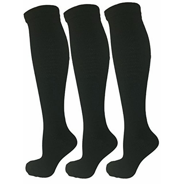 3 Pair Black Small/Medium Ladies Compression Socks, Moderate/Medium Compression 15-20 mmHg.Women's Shoe Sizes 5-10, Men's Sizes 5-9