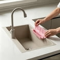 thumbnail image 4 of Kiddiway Kitchen Sink Splash Guard Self-Draining Silicone Water Guard with High Splash Wall & Strong Suction Cups for Faucet, Countertop & Sink Edge, Keeps Sinks Dry, Dishwasher Safe,Light Blue, 4 of 6