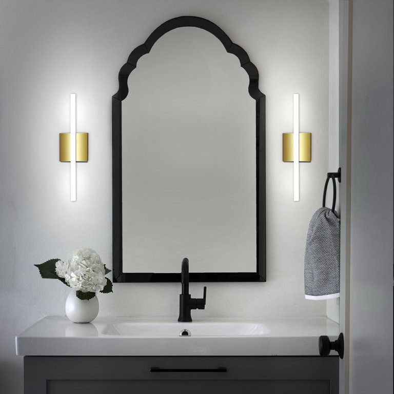 Combuh LED Bathroom Vanity Light 16 Inch 9W Black IP44 Mirror