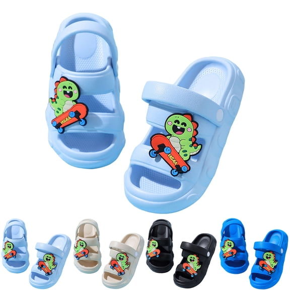 Ulanda Kids Summer Clogs Boys Girls Slide Sandals Adjustable Toddler Indoor Outdoor Slippers Children Beach Pool Shoes (Khaki, 11)